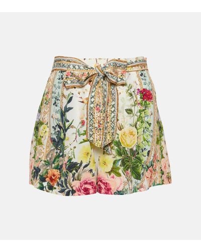 Camilla Floral High-rise Silk Crepe Shorts - Multicolour