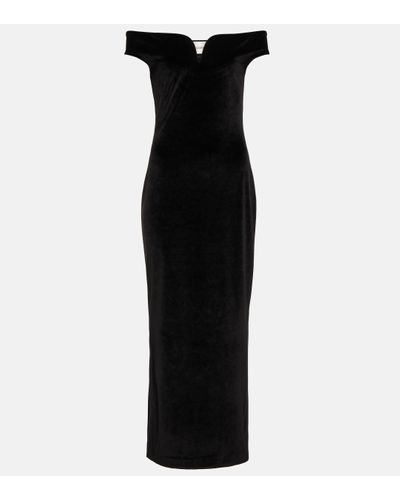 Nanushka Lucy Off-shoulder Velvet Maxi Dress - Black