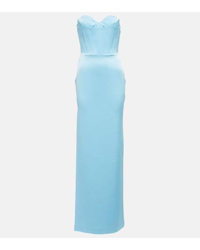 Alex Perry Honore Satin Maxi Dress - Blue