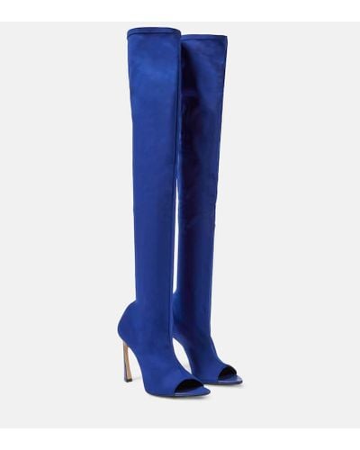 Victoria Beckham Stivali cuissardes Peep Toe - Blu