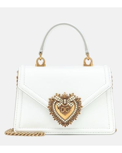 Dolce & Gabbana Devotion Small Leather Shoulder Bag - White