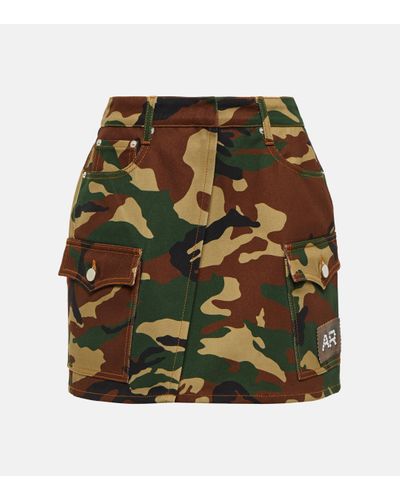 Alessandra Rich Mini-jupe en gabardine a motif camouflage - Vert