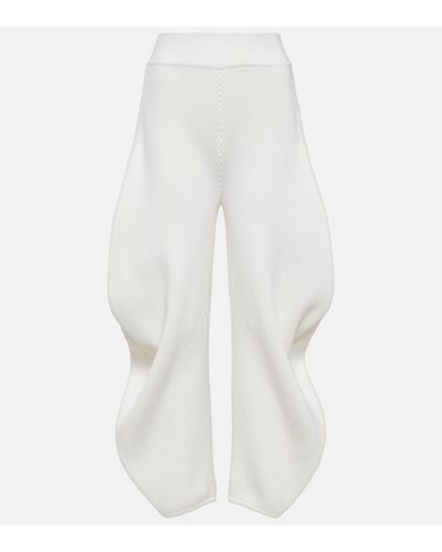 Alaïa High-rise Knit Barrel-leg Trousers - White
