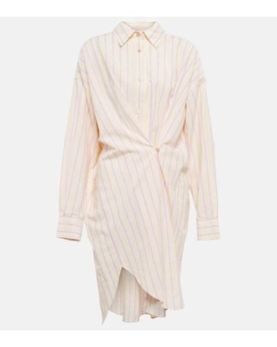 Isabel Marant Seen Striped Cotton Shirt Minidress - Natural