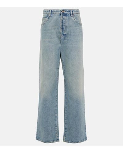 Miu Miu Jeans a gamba larga e vita media - Blu
