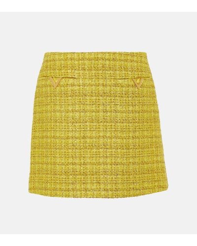 Valentino Vgold Tweed Miniskirt - Yellow