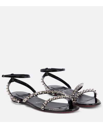 Christian Louboutin Mafaldina Spikes Leather Sandals - Black