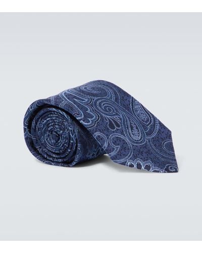 Etro Paisley Jacquard Silk Tie - Blue