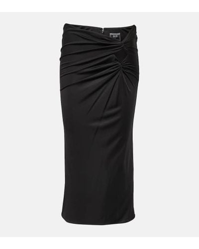 Versace X Dua Lipa Gathered Jersey Midi Skirt - Black