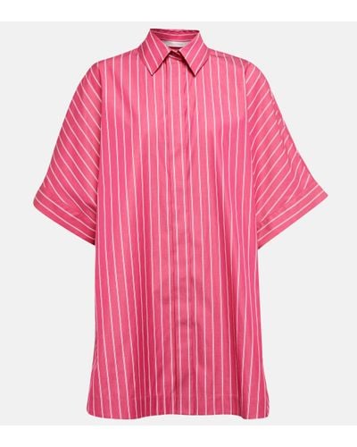 Max Mara Leisure Anemone Striped Cotton Poplin Shirt - Pink