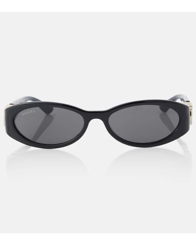 Gucci Ovale Sonnenbrille Interlocking G - Schwarz