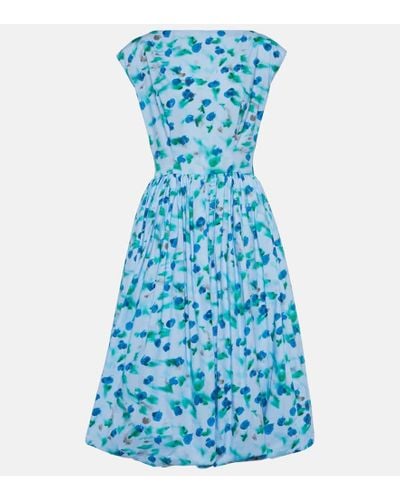 Marni Floral Cotton Poplin Midi Dress - Blue