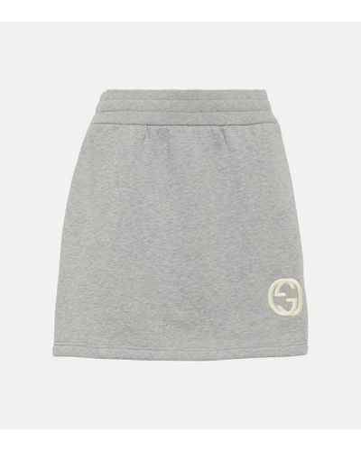 Gucci Cotton Fleece Miniskirt - Gray