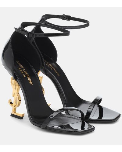 Saint Laurent Opyum Patent Leather Sandals - Black