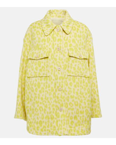Isabel Marant Printed Virgin Wool Overshirt - Yellow