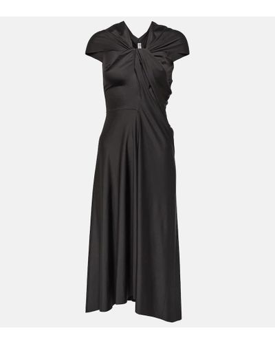 Victoria Beckham Vestido midi de saten drapeado - Negro