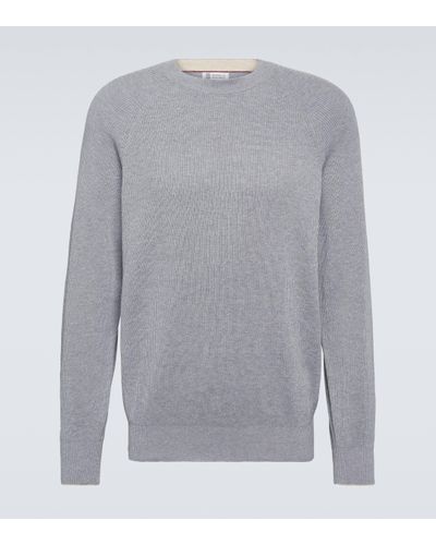 Brunello Cucinelli Ribbed-knit Cotton Jumper - Grey