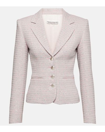 Alessandra Rich Sequined Single-breasted Tweed Blazer - Pink
