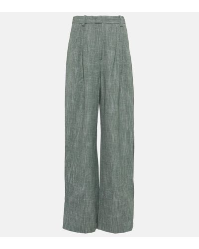 Co. High-rise Wool-blend Wide-leg Trousers - Green