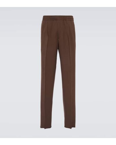 Zegna Wool-blend Straight Pants - Brown