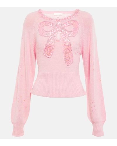 LoveShackFancy Doodle Embellished Sweater - Pink