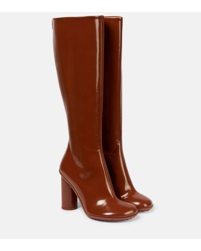Bottega Veneta Patent Leather Knee-high Boots - Brown