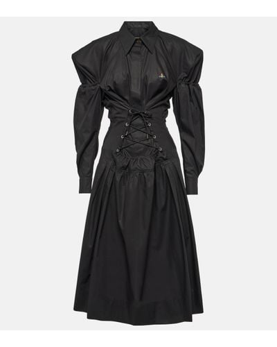 Vivienne Westwood Kate Cotton Poplin Midi Dress - Black