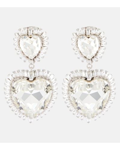 Alessandra Rich Embellished Clip-on Earrings - White