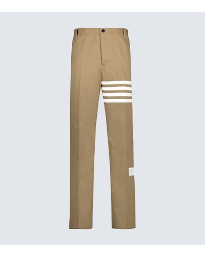 Thom Browne 4-bar Cotton Twill Trousers - Natural