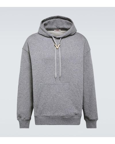 Valentino Vgold Cotton Jersey Hoodie - Gray