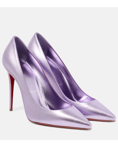 Christian Louboutin Kate 100 Metallic Leather Court Shoes - Purple