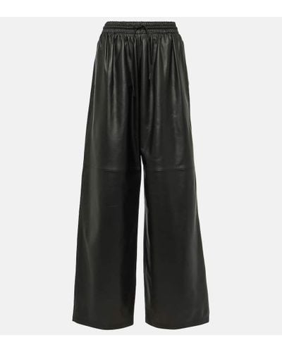 Wardrobe NYC Pantalones anchos de piel - Negro
