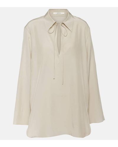 The Row Malon Silk Blouse - Natural