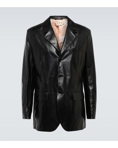 Marni Single-breasted Leather Blazer - Black