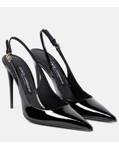 Dolce & Gabbana Patent Leather Slingback Pumps - Black