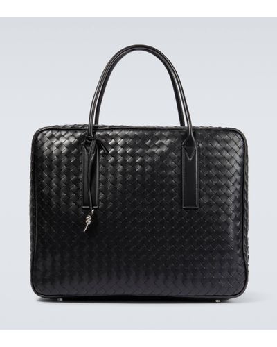 Bottega Veneta Porte-documents en cuir Intrecciato - Noir