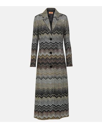 Missoni Zig Zag Sequined Single-breasted Coat - Black