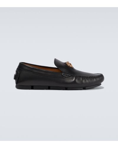 Versace La Medusa Leather Loafers - Black