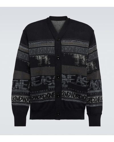 Sacai X Eric Haze - Cardigan in jacquard di cotone - Nero