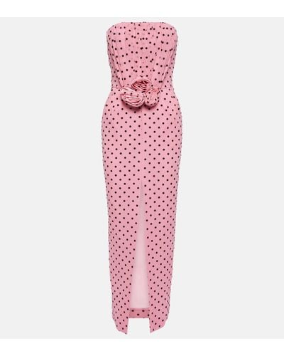 Alessandra Rich Polka-dot Silk Georgette Bustier Gown - Pink