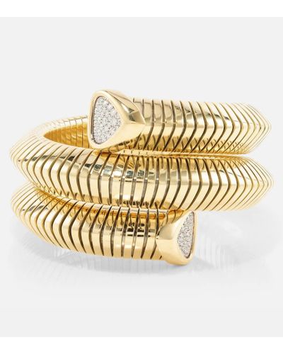 Marina B Trisola Triple 18kt Gold Bangle With Diamonds - Metallic