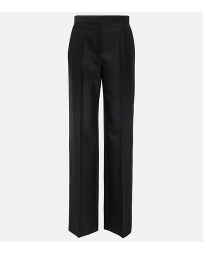 The Row Delton High-rise Wool And Mohair Trousers - Black