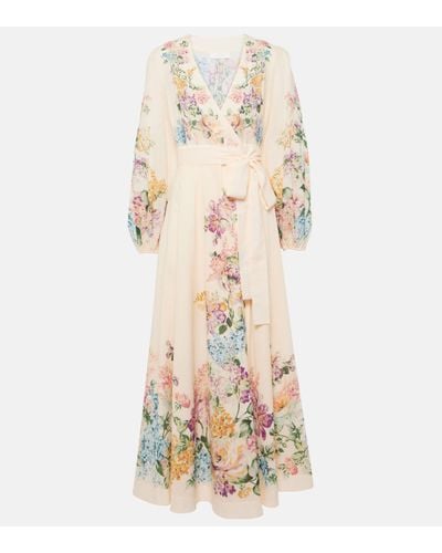 Zimmermann Halliday Floral Cotton Wrap Dress - Natural