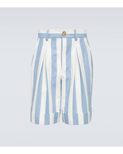 King & Tuckfield Striped Cotton Shorts - Blue