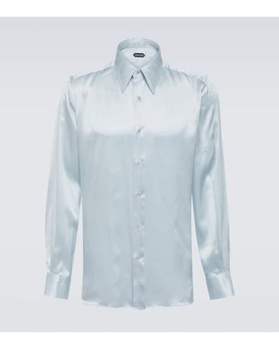 Tom Ford Silk Charmeuse Shirt - Blue