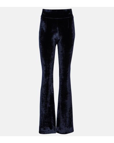 Galvan London Sculpted High-rise Velvet Straight Trousers - Blue