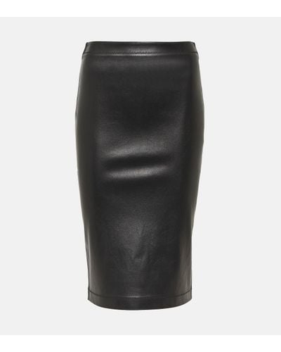 Versace Leather Midi Skirt - Black
