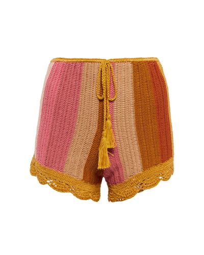 Anna Kosturova Sunset Crochet High-rise Shorts - Orange