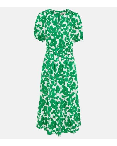 Diane von Furstenberg Robe midi Lindy en coton a fleurs - Vert