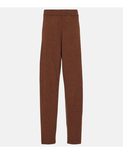 Lemaire High-rise Straight Wool Trousers - Brown